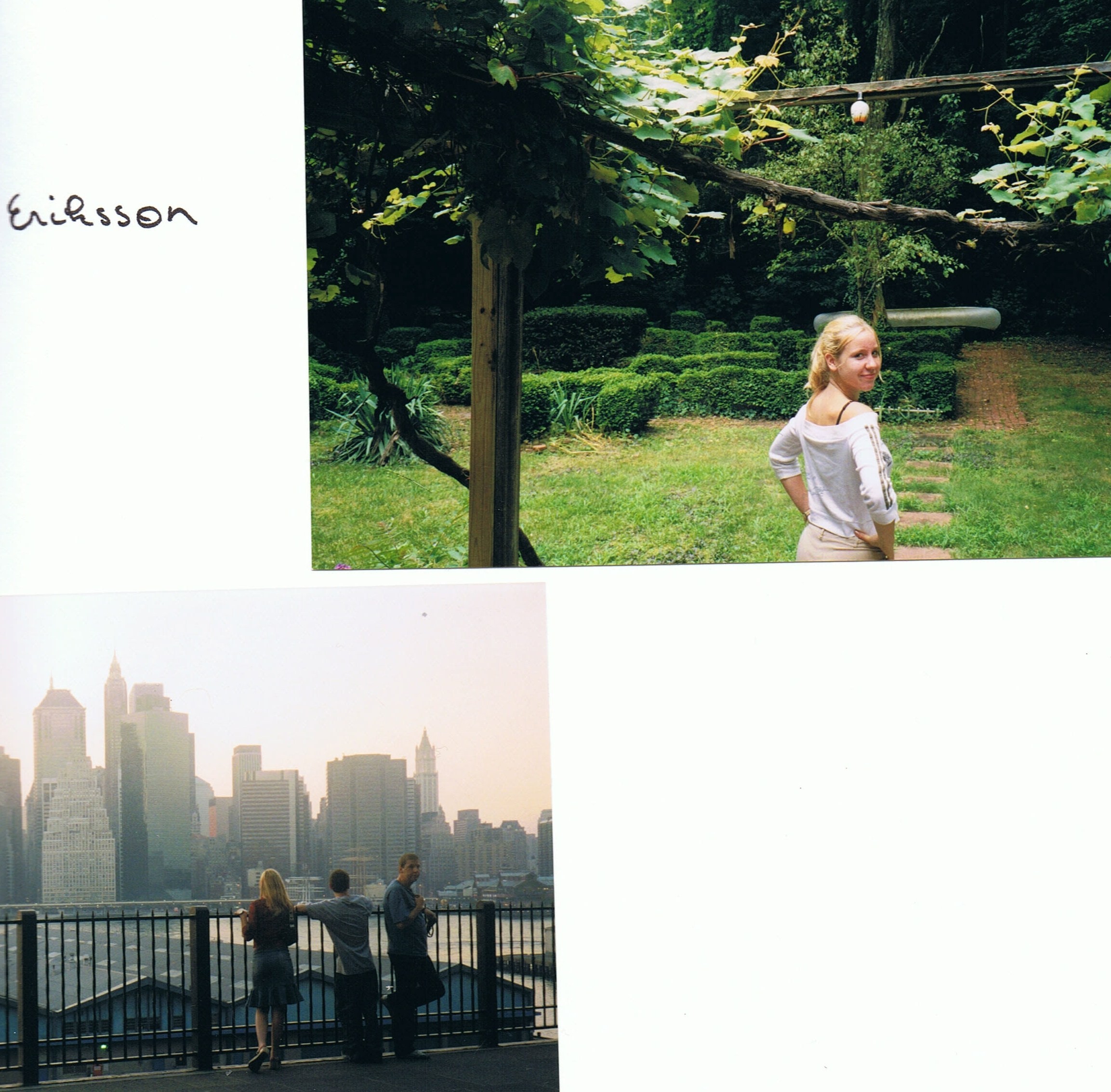 Annelien in de tuin, Port Jefferson, New York. En Manhattan natuurlijk.