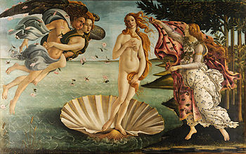 De geboorte van Venus, Sandro Botticelli. Gezien in het Uffizi in Firenze.